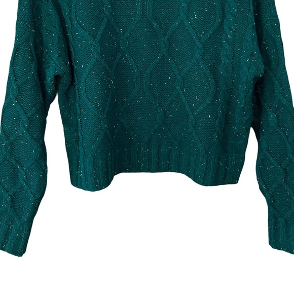 Ultra Flirt Cable Knit Acrylic Crewneck Sweater M Green Pre-Owned Excellent - Picture 6 of 14